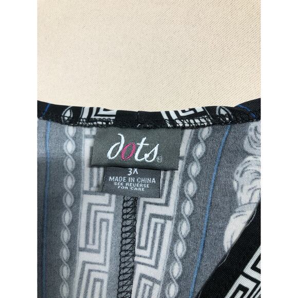 Dots Woman Dress 3XL Faux Wrap Sheath Sleeveless Boho Boxy Black Vacation Resort - Picture 6 of 8